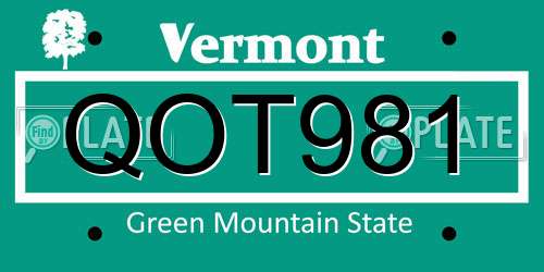 QOT981 Vermont License Plate
