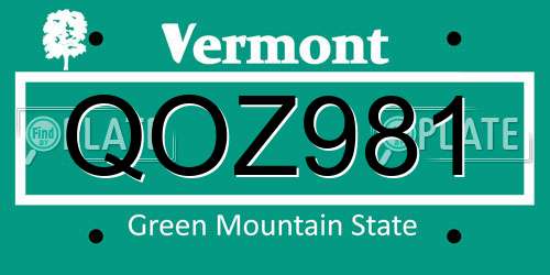 QOZ981 Vermont License Plate