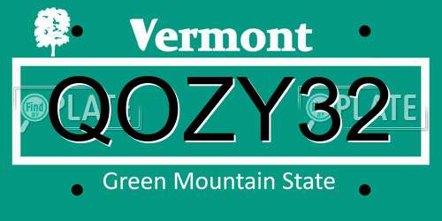 QOZY32 Vermont License Plate