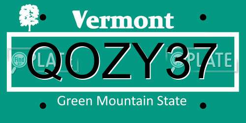 QOZY37 Vermont License Plate