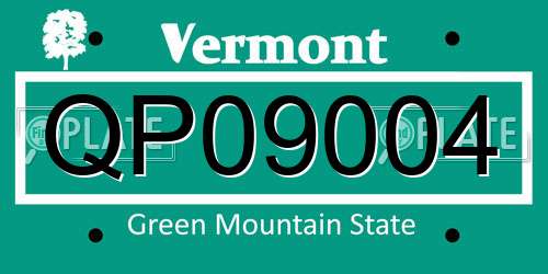 QP09004 Vermont License Plate
