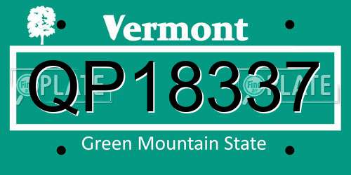 QP18337 Vermont License Plate