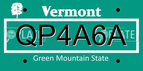 QP4A6A Vermont License Plate