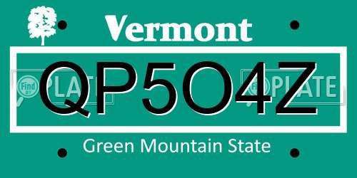 QP5O4Z Vermont License Plate