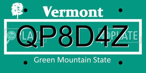QP8D4Z Vermont License Plate