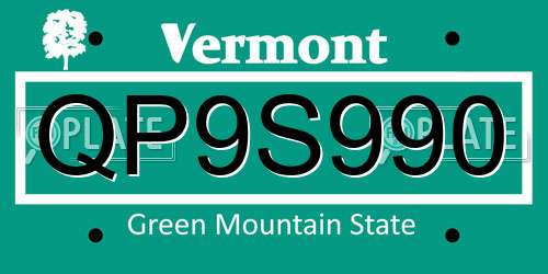 QP9S990 Vermont License Plate