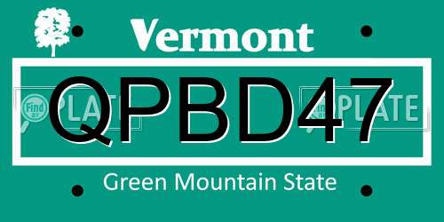 QPBD47 Vermont License Plate