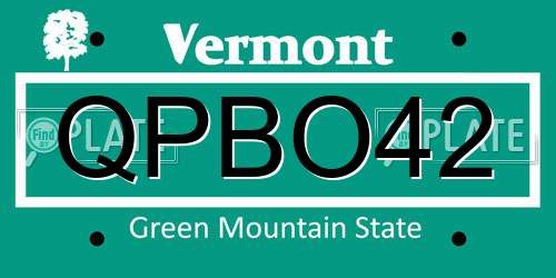 QPBO42 Vermont License Plate