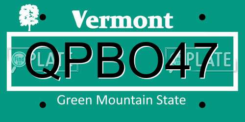 QPBO47 Vermont License Plate