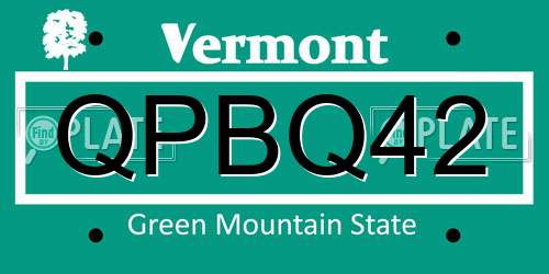 QPBQ42 Vermont License Plate