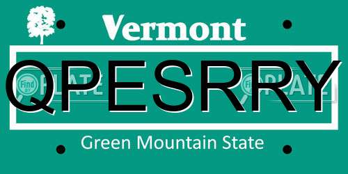 QPESRRY Vermont License Plate