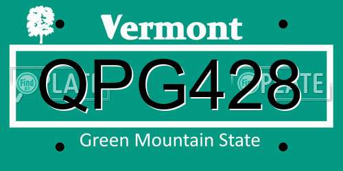 QPG428 Vermont License Plate