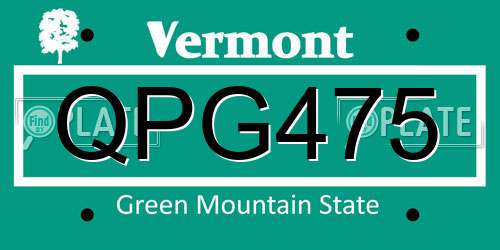 QPG475 Vermont License Plate