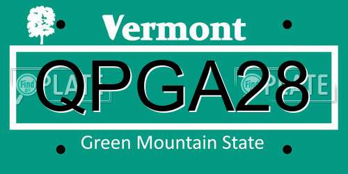 QPGA28 Vermont License Plate
