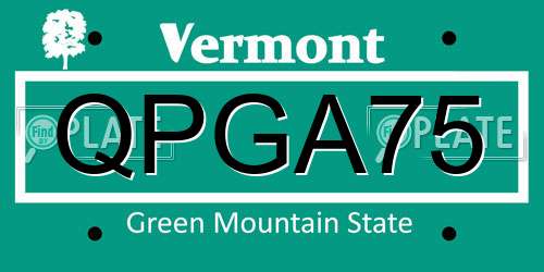 QPGA75 Vermont License Plate