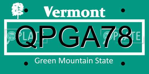 QPGA78 Vermont License Plate