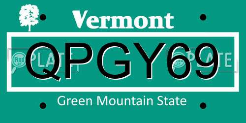 QPGY69 Vermont License Plate