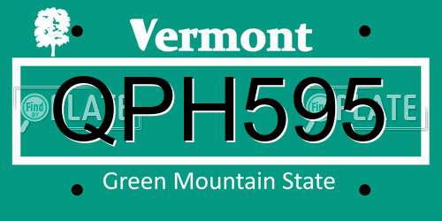 QPH595 Vermont License Plate