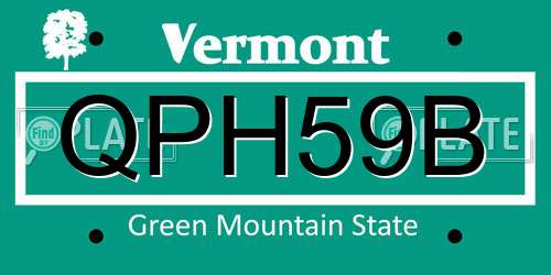 QPH59B Vermont License Plate