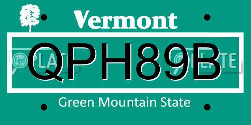 QPH89B Vermont License Plate