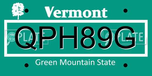 QPH89G Vermont License Plate