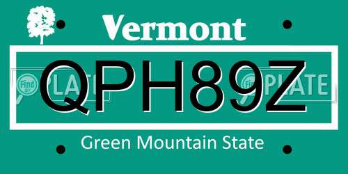 QPH89Z Vermont License Plate