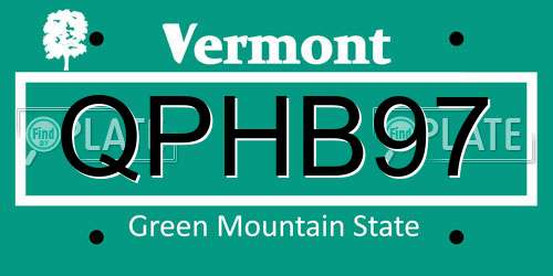 QPHB97 Vermont License Plate