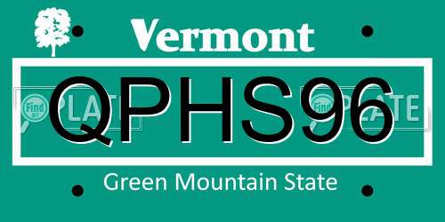 QPHS96 Vermont License Plate