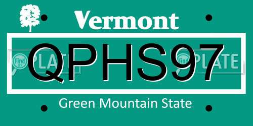 QPHS97 Vermont License Plate