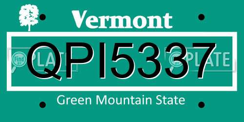 QPI5337 Vermont License Plate