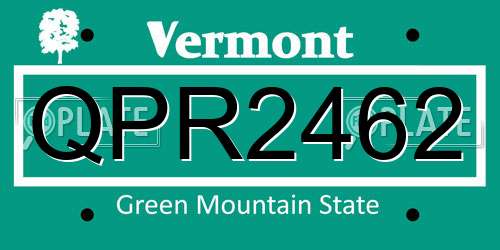 QPR2462 Vermont License Plate