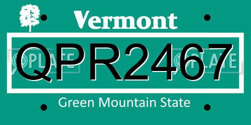 QPR2467 Vermont License Plate