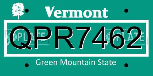 QPR7462 Vermont License Plate