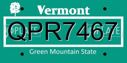 QPR7467 Vermont License Plate