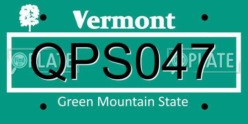 QPS047 Vermont License Plate