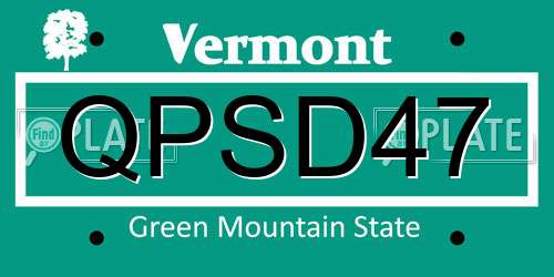 QPSD47 Vermont License Plate