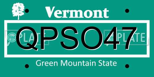 QPSO47 Vermont License Plate