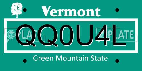 QQ0U4L Vermont License Plate