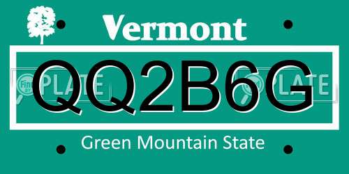 QQ2B6G Vermont License Plate