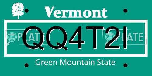 QQ4T2I Vermont License Plate