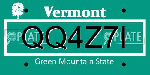 QQ4Z7I Vermont License Plate