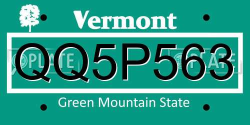 QQ5P563 Vermont License Plate