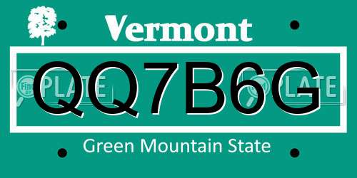 QQ7B6G Vermont License Plate