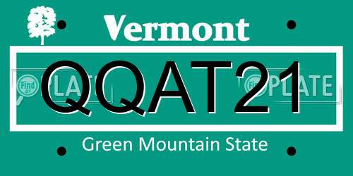 QQAT21 Vermont License Plate