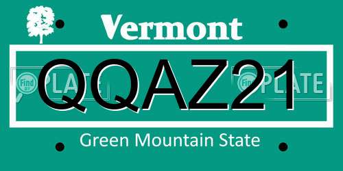 QQAZ21 Vermont License Plate