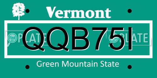 QQB75I Vermont License Plate