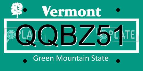 QQBZ51 Vermont License Plate