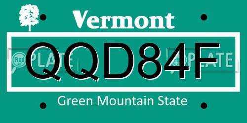 QQD84F Vermont License Plate