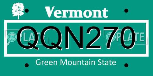 QQN270 Vermont License Plate