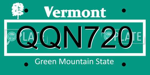 QQN720 Vermont License Plate
